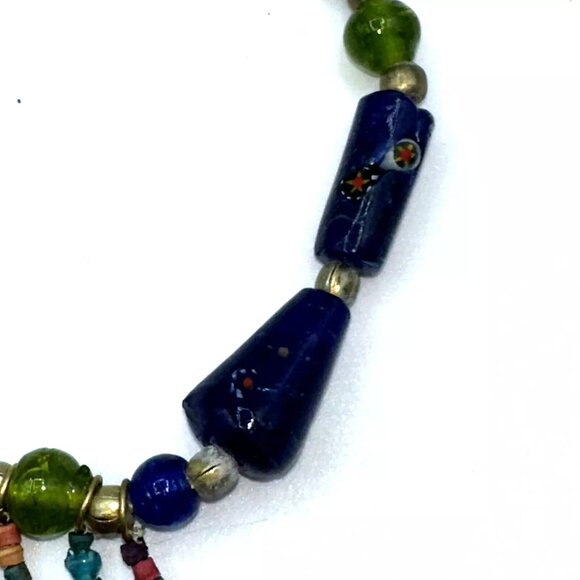 Africa Glass Bead Carved Animal Dangle Fringe Multicolor Statement Necklace/Belt - Picture 9 of 11